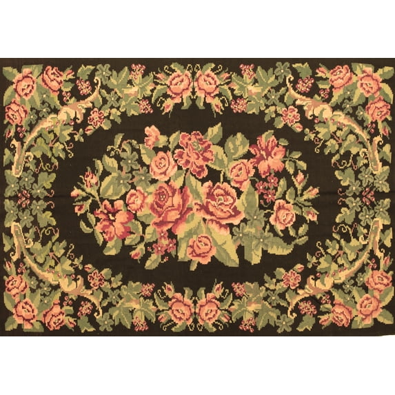 Ahgly Company Indoor Rectangle Medallion Brown French Area Rugs, 5' x 8'