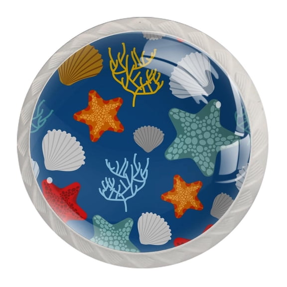 4 Pcs Sea Shells Knobs for Kitchen Cabinet Cupboard Dresser Bookcase Drawer Pulls Handles Round Home Decor