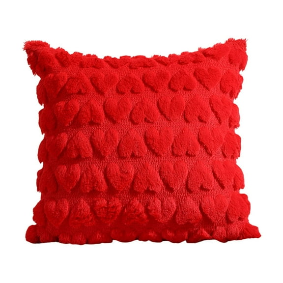 Leodye Set of 1 Heart Love Cute Decorative Throw Pillow Covers 18x18, Soft Plush Faux Fur Wool Pillow Covers for Couch Sofa Home-17.71x17.71 in