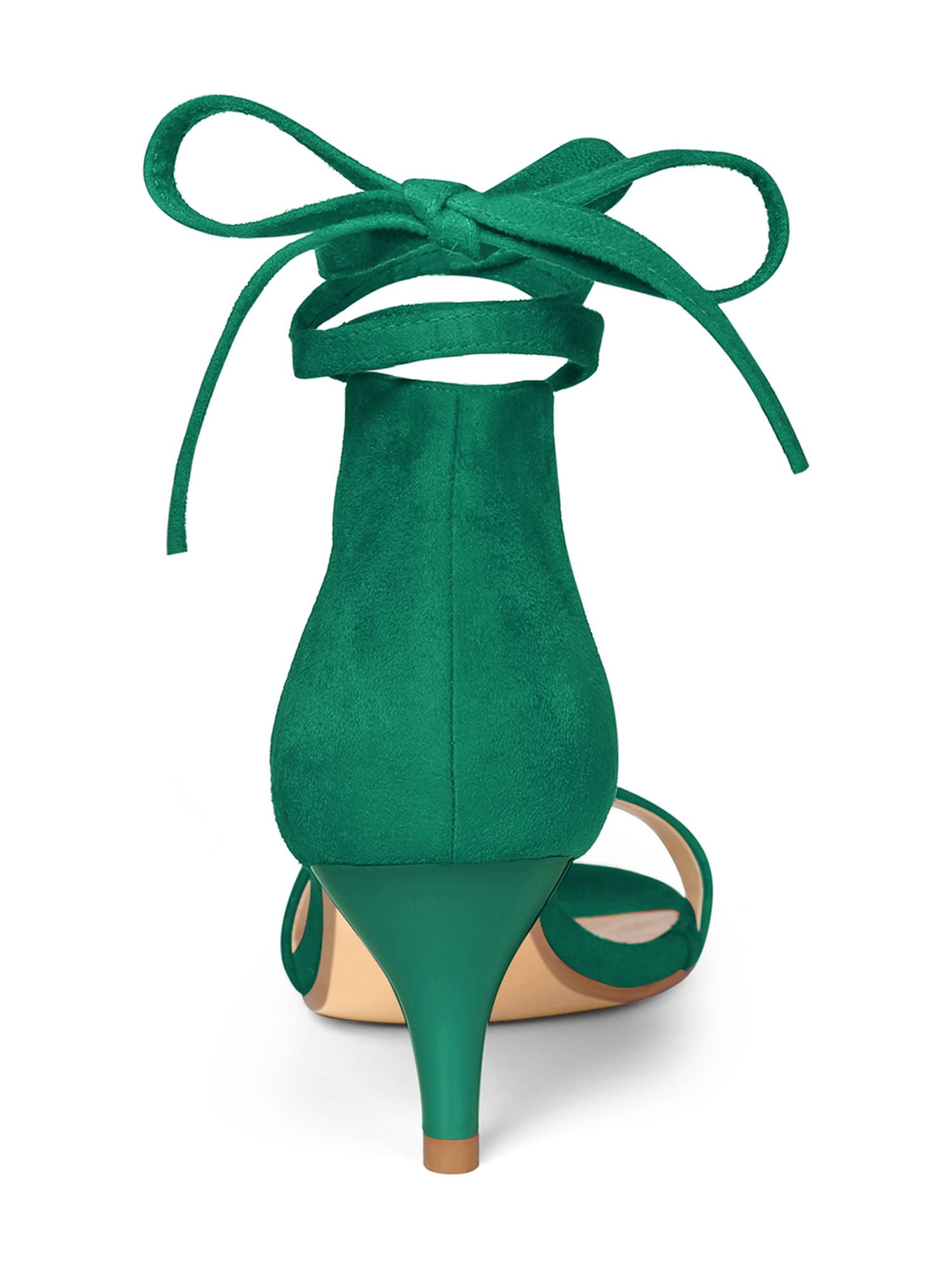 DARING DIVA Women's Casual Stylish Lace Up Black Sandals with Kitten Heel Candy Green 8.5