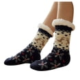 thumbnail image 3 of siminsem Christmas Socks for Women Thick Cotton Printed Floor Carpet Socks Warm Cozy Crew Novelty Holiday Stockings Soft Breathable Winter Socks Stocking Stuffers Gifts for Her, Navy,One Size, 3 of 7