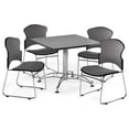 thumbnail image 2 of OFM Multi-Use Break Room Package, 42" Square Table with Fabric Stack Chairs, Gray Nebula Finish with Chrome-Plated Steel Base and Wine Seats (PKG-BRK-044), 2 of 5