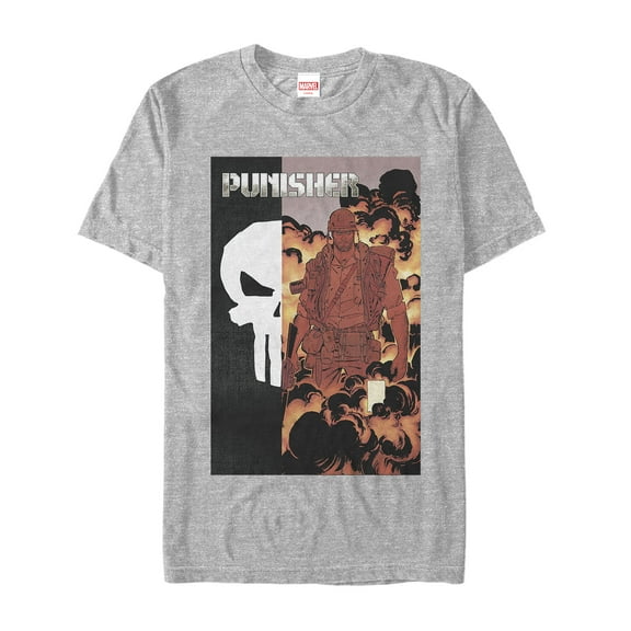 Men's Marvel Punisher History Panel  Graphic Tee Athletic Heather Medium