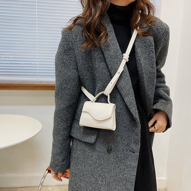 Bolsa Bolso bandolera de piel sintética para mujer, color sólido, minibolso con solapa (blanco) Tmvgtek Para estrenar