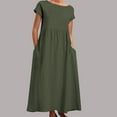 thumbnail image 2 of XJDJHC Casual Dresses For Women Solid Color Sleeveless Loose Linen Dress With Side Pockets Fashion Outfits, 2 of 4