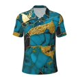 thumbnail image 2 of Daiia Watercolor Blue Marbled Pattern Men’s Polo Shirts,Solid Deck Shirt,Classic Fit, Breathable Cotton Polo for Casual and Sport Wear-Large, 2 of 7