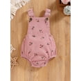 thumbnail image 6 of Biekopu Infant Baby Girl Summer Clothes, Solid Color Fly Sleeve Round Neck Tops + Flower Pattern Suspender Jumpsuit + Bow Headband, 6 of 9