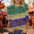 thumbnail image 2 of successthop Women Mardi Gras Blouse Stripe Oversized Plus Size Crewneck Shirts Lightweight 3/4 Sleeve Vacation Outfits, 2 of 6