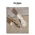 thumbnail image 5 of Sandalias romanas retro con tacón grueso y correa cruzada con punta cuadrada francesa elegante - Sandalias de verano de tacón medio para mujer 37, 5 of 5