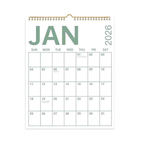 ViVin Vertical YO Wall Calendar Jan 2026–Dec 2026, 12 Months, Colorful Large Text, 11×14"