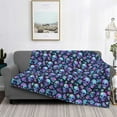 thumbnail image 2 of Yiaed Skull purple flower Print Blanket Throw Blanket Soft Cozy Flannel Blanket for Home Bed Sofa Couch Chair-80"x60", 2 of 6