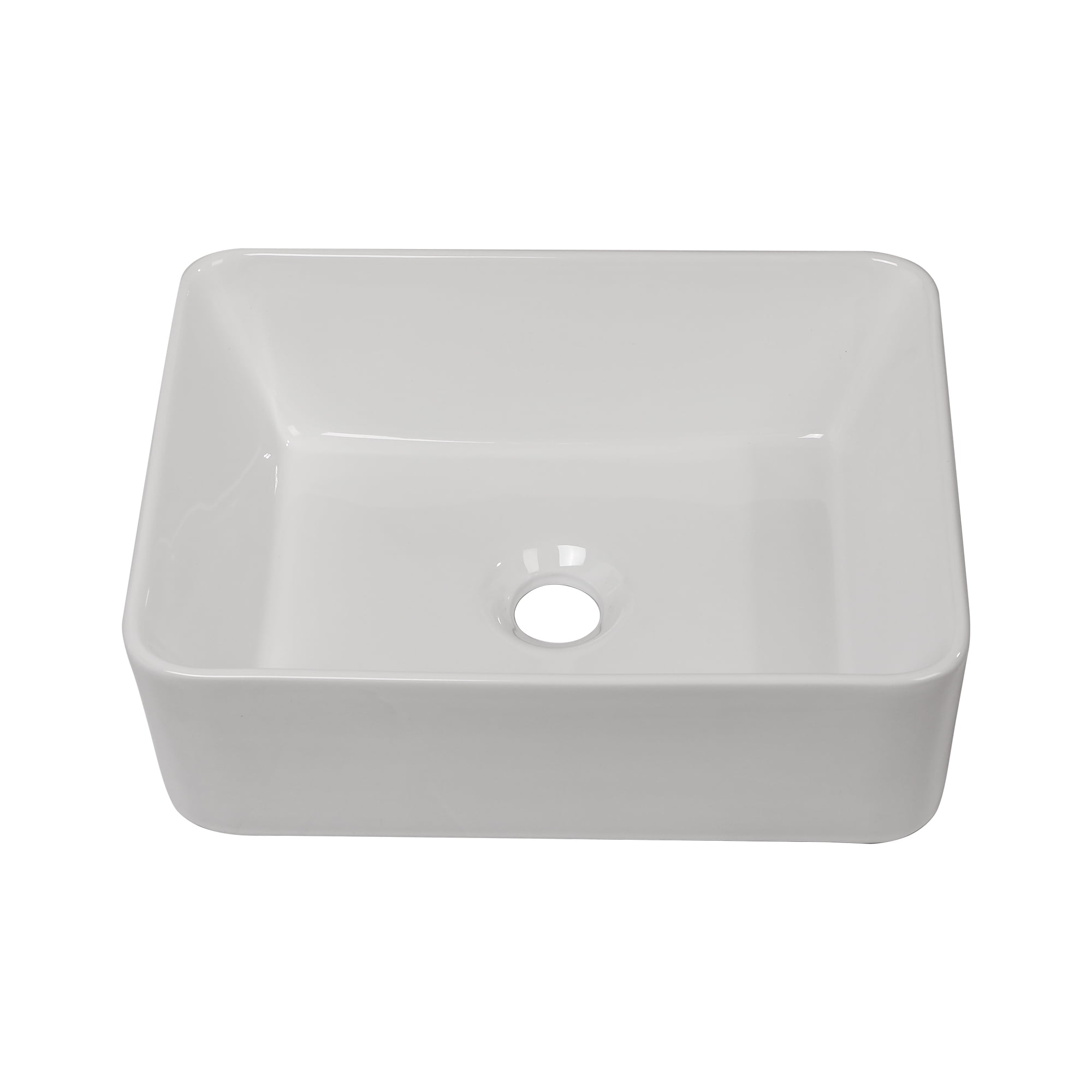 Logmey 16 in. x 12 in. Bathroom Vessel Sink Modern Rectangular Porcelain Ceramic Bowl Art Basin in White