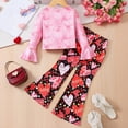 thumbnail image 3 of Kiijoy Toddler Girls Outfits Letter Hearts Print T-Shirt with Flared Pants, Sizes 3-4, 3 of 8