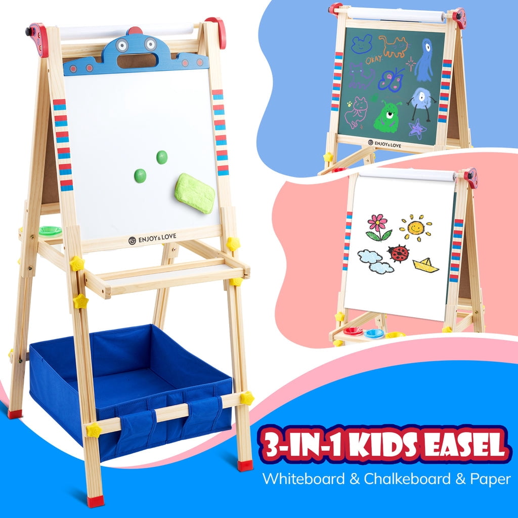 Keenstone Robot Art Easel for Kids, Learning-Toy for 3,4,5,6,7,8 Years Old Boy&Girls, Wooden Chalkboard&Magnetic Whiteboard&Painting Paper Stand, Gift&Art Supplies for Toddler