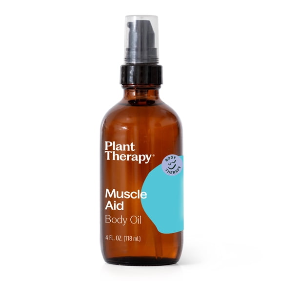 Plant Therapy Muscle Aid Body Oil 4 oz Soothes Muscles, Refreshing & Minty, Filled with Vitamins, Minerals & Unsaturated Fatty Acids