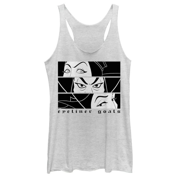 Women's Disney Princesses Wicked Eyeliner Goals  Racerback Tank Top White Heather 2X Large