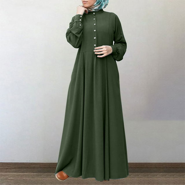 Bescita Femmes Col Rond en Vrac Manches Longues Solide Cheville Robe Longue Robe de Vente de Dégagement