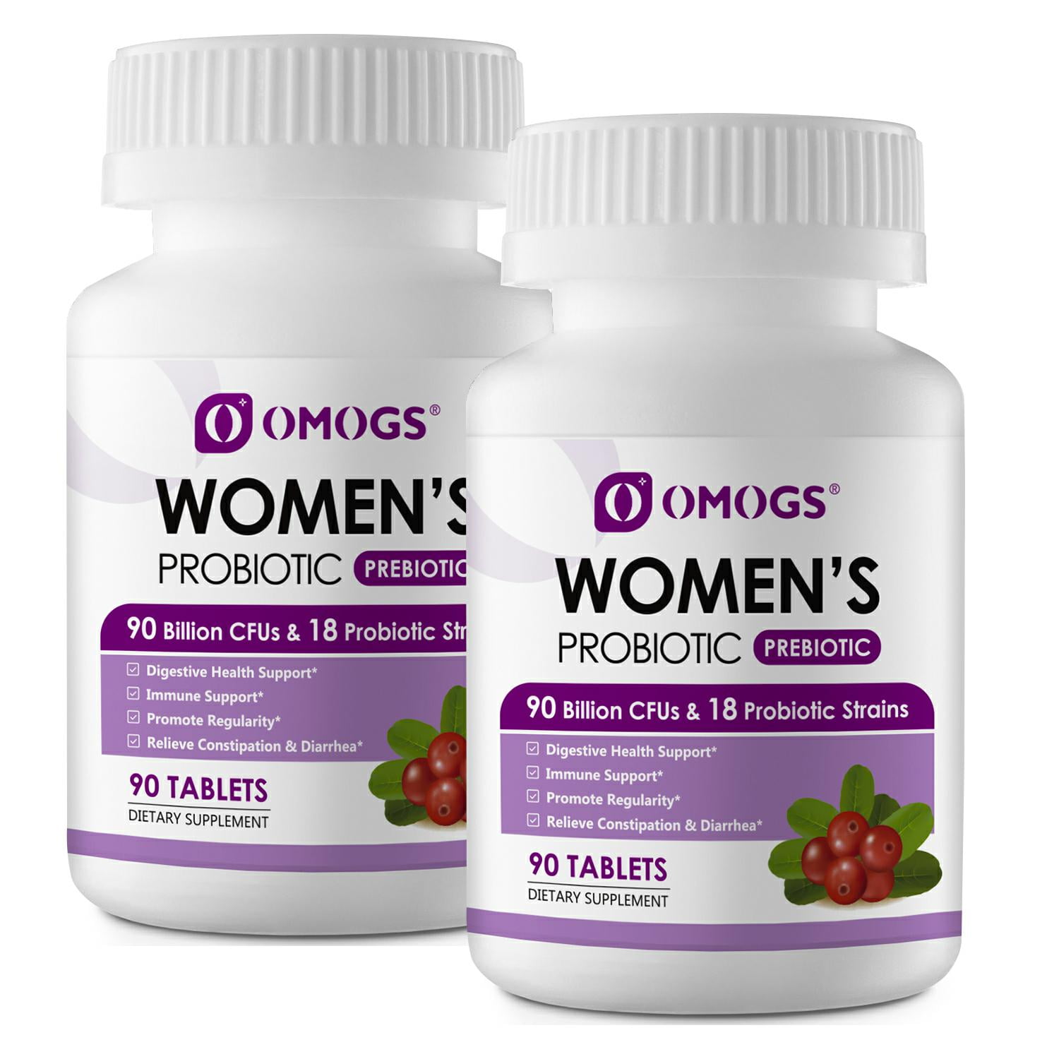 OMOGS Women's Probiotic, 90 Billion CFUs, 18 Strains,with 3 Organic Prebiotics, Help for Boost Immune, Digestive, Gut and Women's Health, Gluten Dairy Yeast & Soy Free, 180 Tablets
