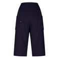 thumbnail image 4 of RQYYD Women's Bermuda Shorts with Pockets 11" Knee Length Stretch Comfy Drawstring Long Shorts for Women Summer Walking Navy XL, 4 of 6