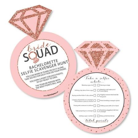 Bride Squad - Selfie Scavenger Hunt - Rose Gold Bridal Shower or Bachelorette Party Game - Set of 12