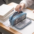 thumbnail image 3 of Multi-Layer Oxford Cloth Pencil Pouch, Aesthetic High Capacity Stationery Organizer with Secure Elastic Loops and Durable Zippers Sky Blue, 3 of 3