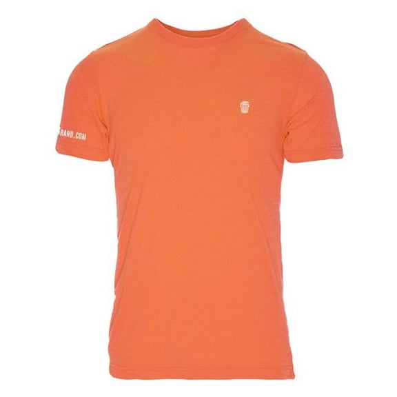 RecyclenBrand RM101OW-S Triblend Crew T-Shirt for Mens, Orange with White Logo - Small
