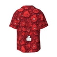 thumbnail image 5 of KLL Playful Red Cartoon Faces Print Men's Shirt Short Sleeve Button Down Summer Cuba Beach Shirts- 4X-Large, 5 of 5