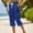 Dark Blue, variant on Zysthvn Cotton Capris for Women Cropped Casual Summer Straight Leg Pants for Women Drawstring with Pockets Star Print Button Loose