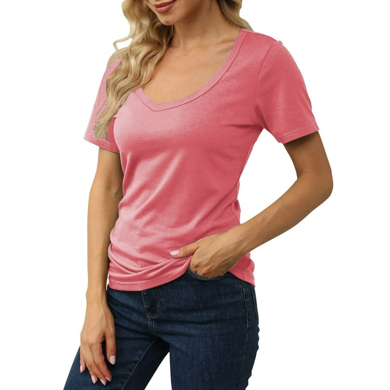 WTXUE T-Shirts Short Sleeve, Deep V-Neck Shirts for Women's WTXUE T-Shirts Short Sleeve, Deep V-Neck Shirts for Women's