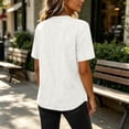 thumbnail image 5 of Women's Crew Neck Washed Short Sleeve Tee Loose Fit Vintage Denim Basic Tops for Women White S, 5 of 9