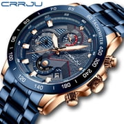New Fashion Mens Watches CRRJU Top Luxury Brand Sport Quartz Luminous Waterproof Chronograph Wristwatch Mens Watches