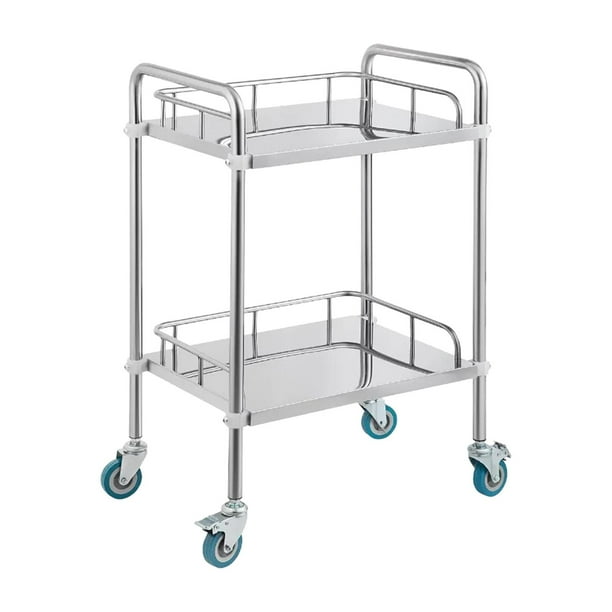 Carro de servicio de laboratorio, carro rodante de acero inoxidable con ruedas silenciosas de 360 degree para salón, cocina