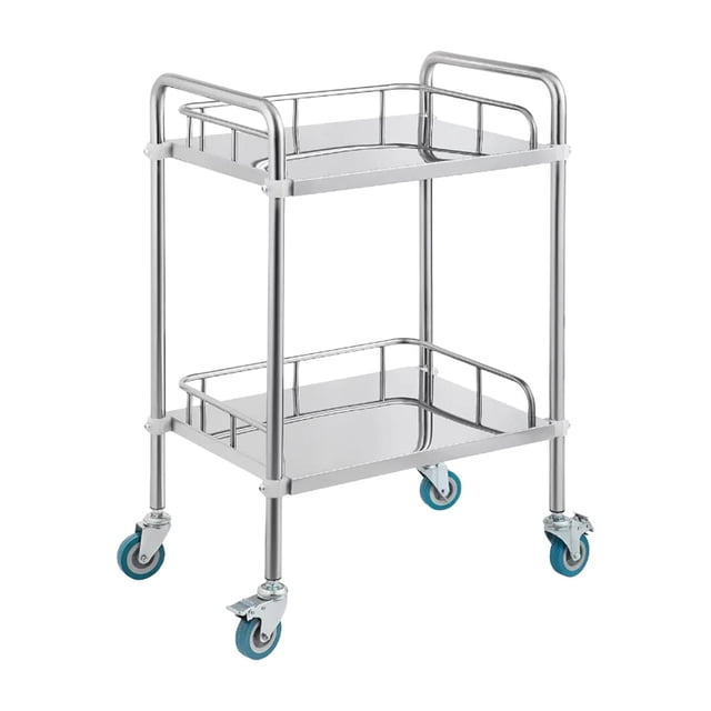 Carro de servicio de laboratorio, carro rodante de acero inoxidable con ruedas silenciosas de 360 degree para salón, cocina