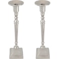 thumbnail image 2 of Aspen Creative 16302-11-2, Nickel Aluminum Decorative Candle Holder, 4-1/8" D x 16" H, Set Of 2, 2 of 4