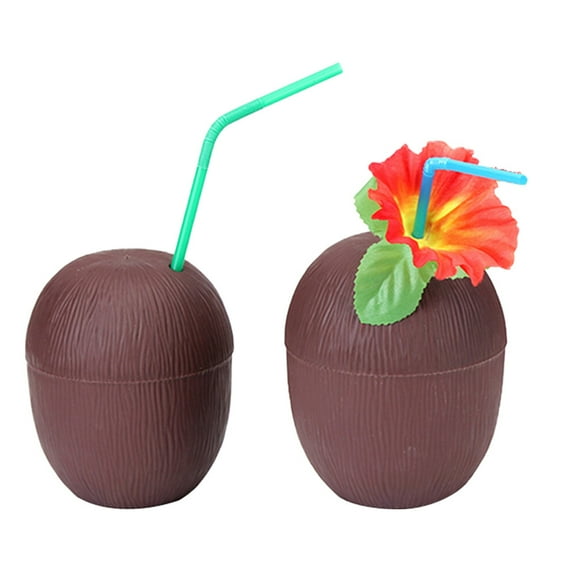 WASHWEPE Portable Cup Coconut Drink Cups Party Decoration for Bar Owners 2PCS
