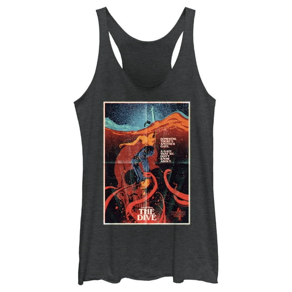 Netflix Women's Stranger Things Retro The Dive Poster Racerback Tank Top Black Heather Small