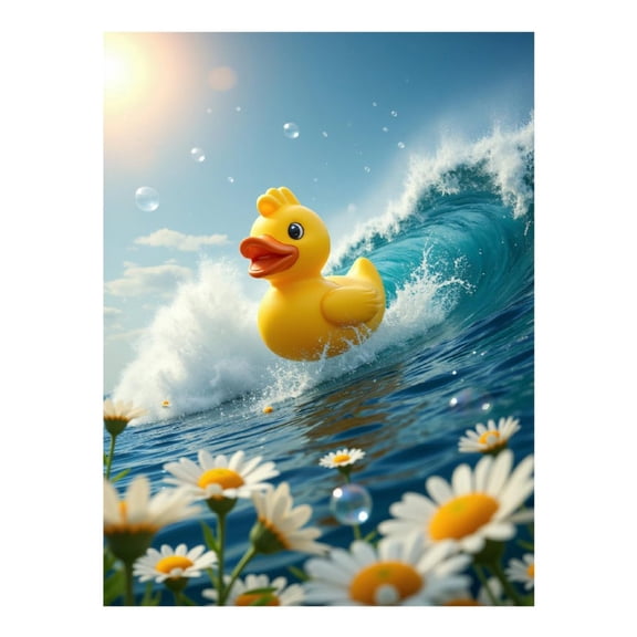 Diamond Art Kits for Adults, Rubber Duck Wave Daisy Ocean 5D Diamond Painting Kits for Adults Beginners, DIY Full Drill Diamond Painting, Gem Art and Crafts 12x16