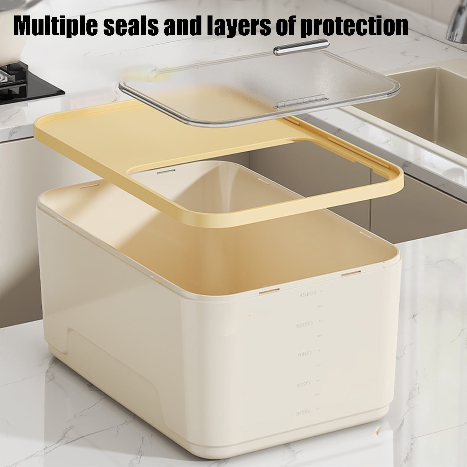 Food Storage Container with Scale, Pet Cat Food Container Storage Bin, Household Rice Box for Kitchen (2Pc)