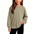 thumbnail image 2 of WAVSUF Girls Fleece Pullover Long Sleeve Soft Stretch Round Neck Fall Warm Cotton Sweatshirt Brown 10-12, 2 of 10