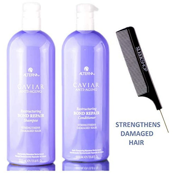 Alterna Caviar RESTRUCTURING BOND REPAIR Shampoo & Conditioner DUO w/ SLEEK COMB 33.8 oz / 1000 ml DUO KIT with pumps - Walmart.com