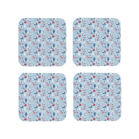 

Coasters Set of 4 - Animal print Drink Coasters for Tabletop Protection Leather Coasters for Living Room Decor and Housewarming Gift Square
