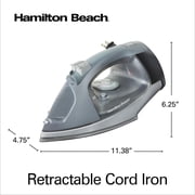 Hamilton Beach Clothing Iron, Steam Iron for Clothes with Stainless Steel Soleplate and Retractable Cord