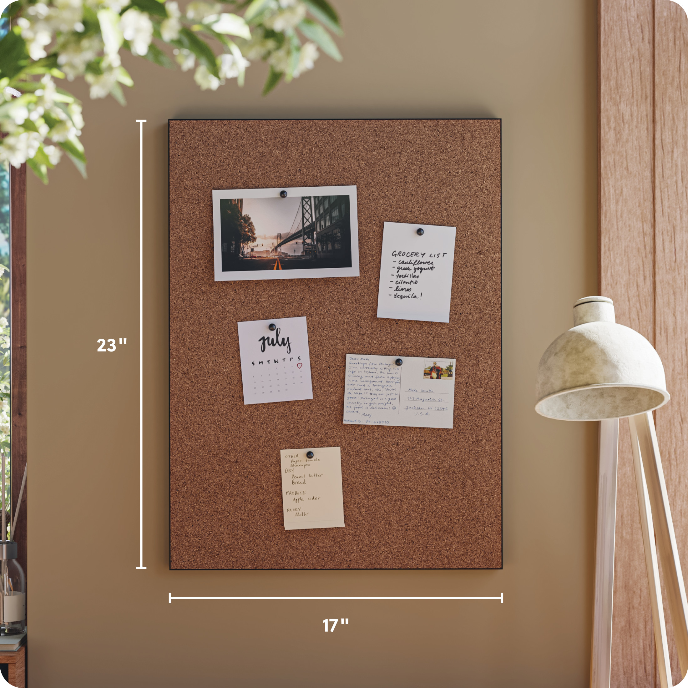 U Brands Cork Bulletin Board 23" x 17" Black Frame photo 2