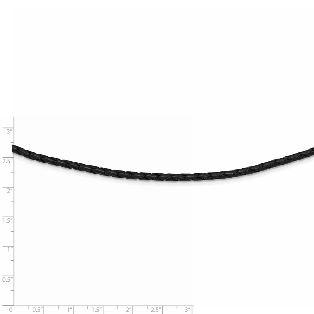 White Sterling Silver necklace Cord & Leather 16 in 3 mm