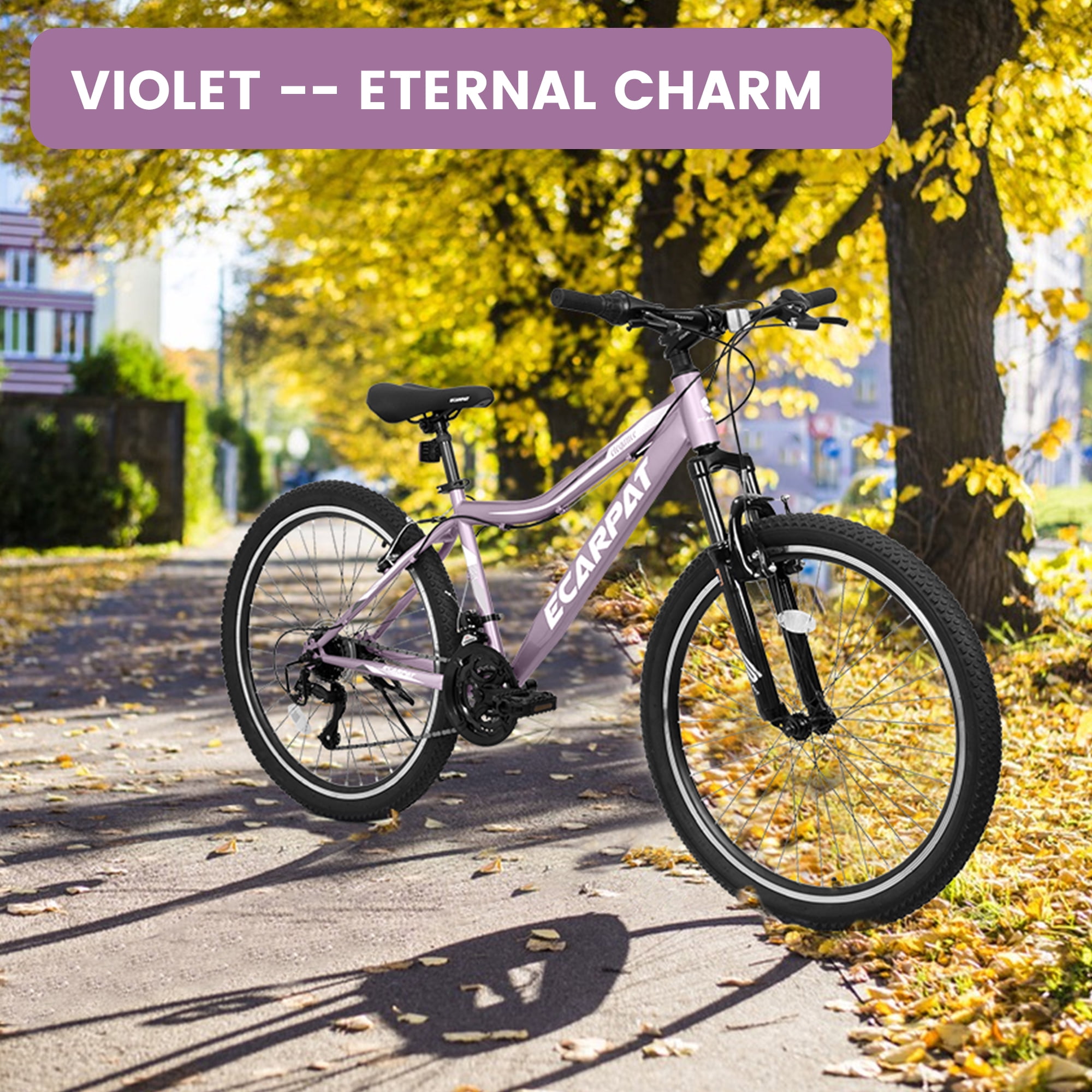 24 Inch Women Girls Mountain Bike, V Brakes 21 Speeds Women Bike, Sturdy Steel Frame and Suspension Fork, Stylish Adult and Teens Bicycle for Urban Trail Snow Commuter