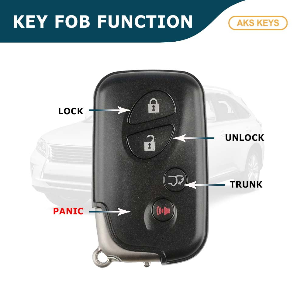 AKS KEYS Replacement for Lexus Smart Key 4 Buttons Fob That Uses FCC HYQ14ACX