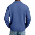 thumbnail image 4 of Men's Long Sleeve Waffle Knit Button Down Lapel Business Casual Solid Color Shirt for Spring Fall Trendy Wear,Blue,3XL, 4 of 4