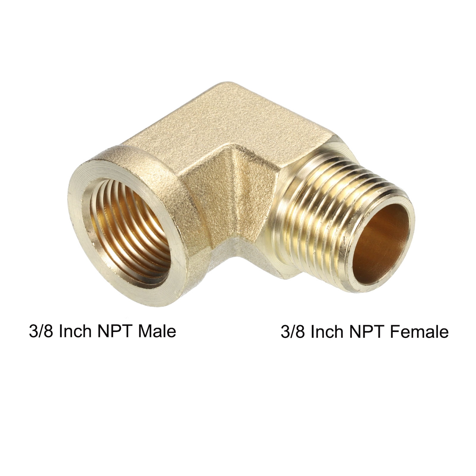 Unique Bargains Brass Pipe Fitting 3/8 Inch NPT Male x 3/8 Inch NPT Female 90 Degree Elbow