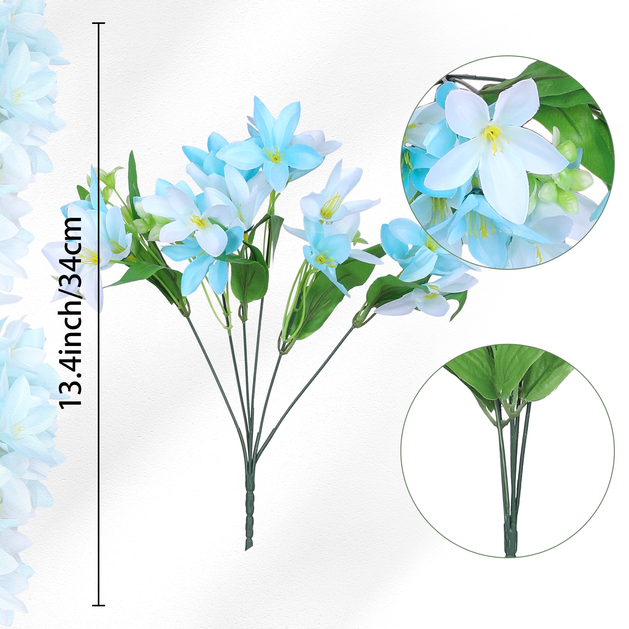 Unique Bargains 6 Pcs Artificial Lilies Flowers Real Touch Fake Floral for Home Blue