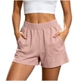 thumbnail image 2 of QSAWXQZ Women's Cotton Shorts Elastic Waist Solid Loose Shorts with Pockets XL, 2 of 7